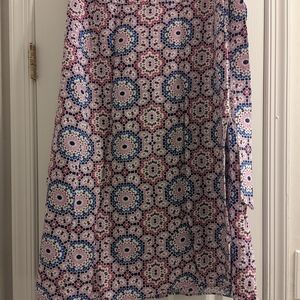 LOFT Pink & Blue Medallion A-Line Skirt